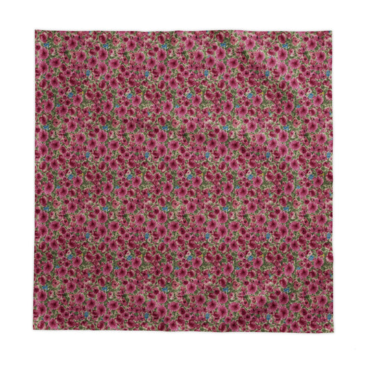 modern floral tablecloth with dense botanical pattern and soft details