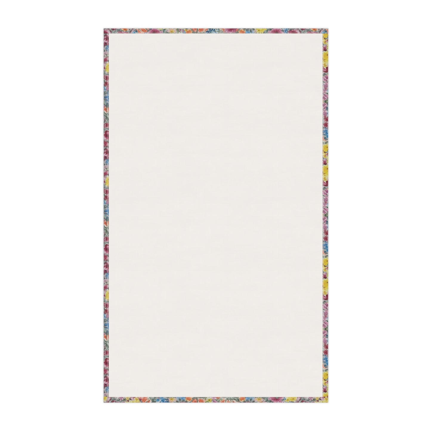 Rectangular towel with a colorful border on a white background
