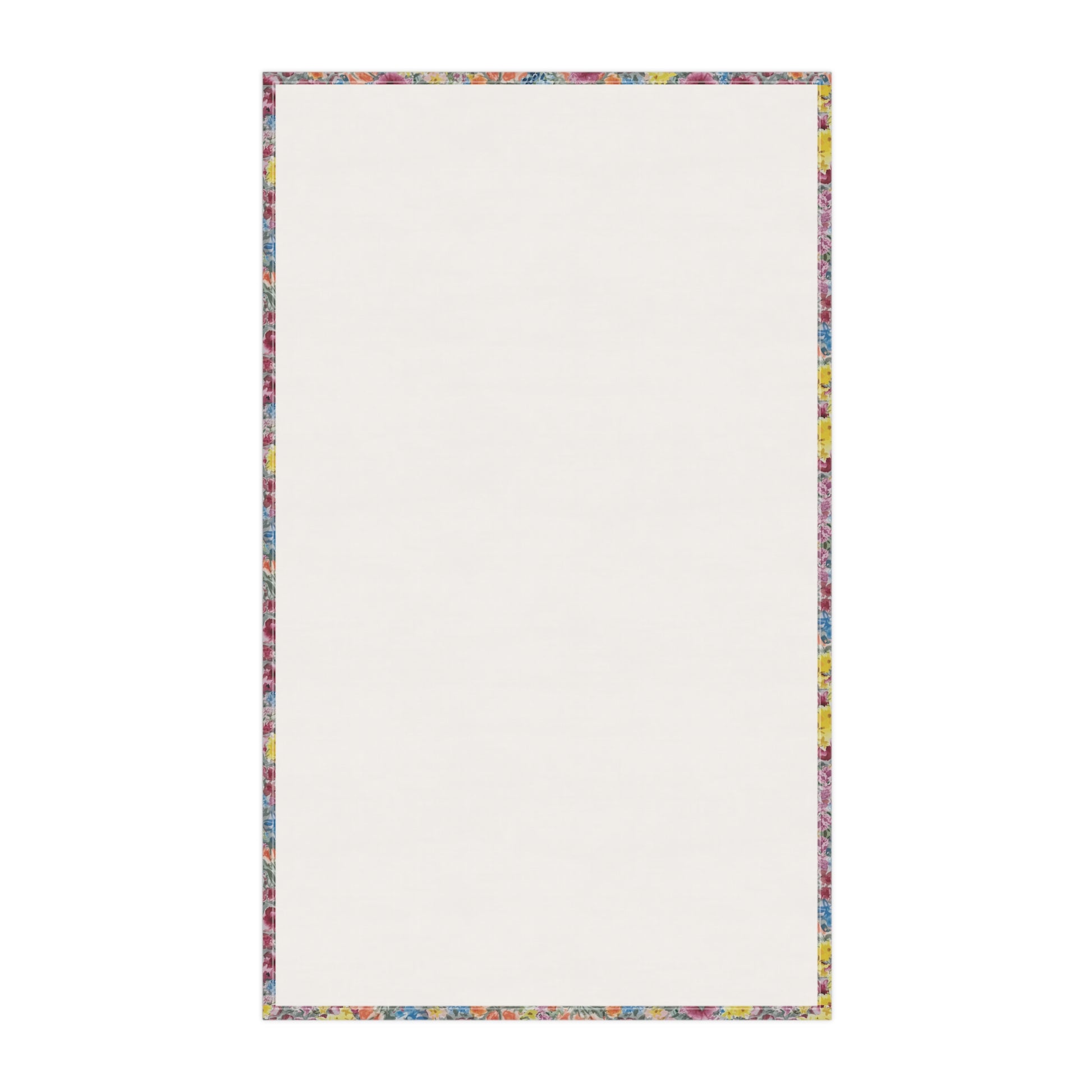 Rectangular towel with a colorful border on a white background