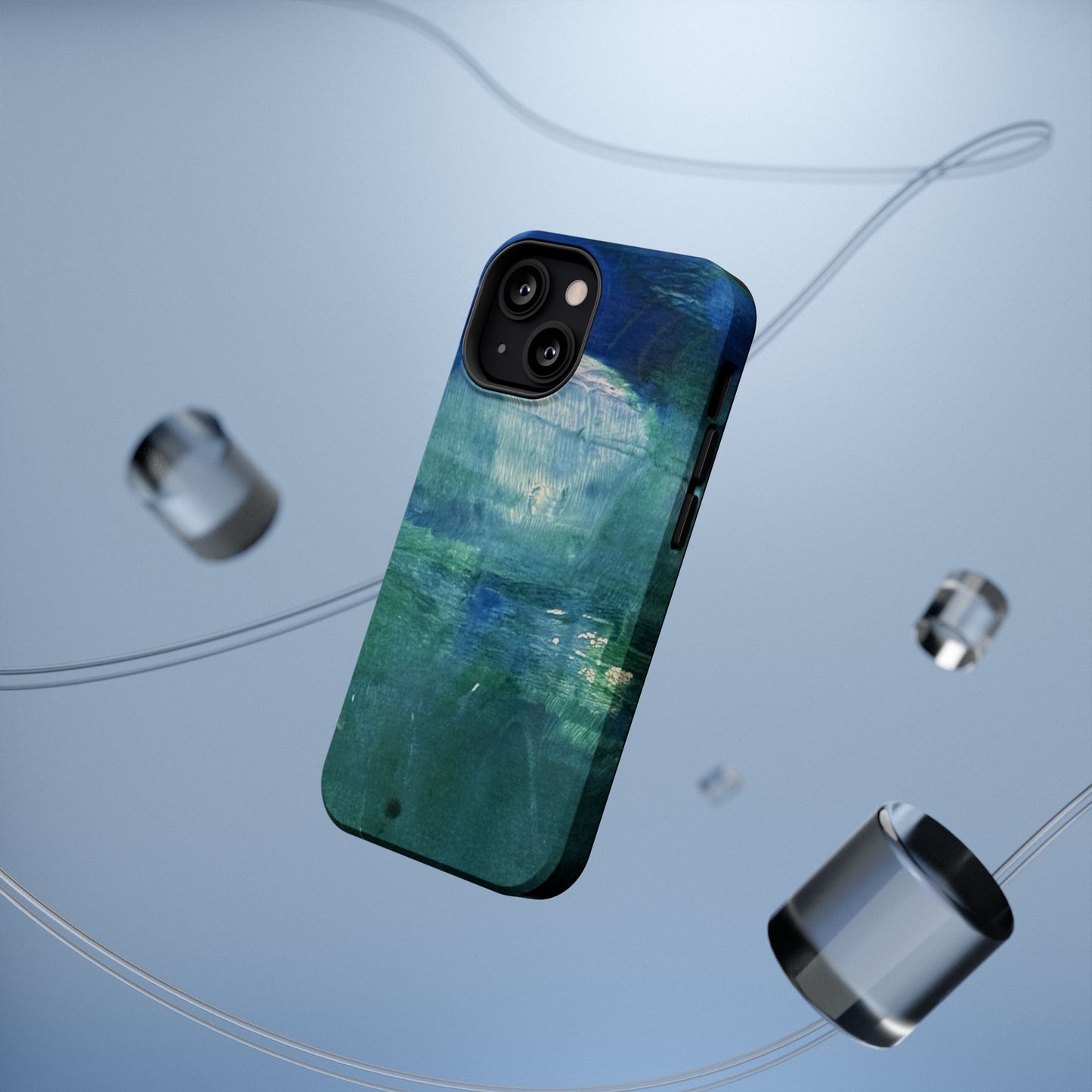 Where the Water Sleeps Magnetic Impact-Resistant Phone Case — Abstract Ocean Blue Art Blues Teal Green