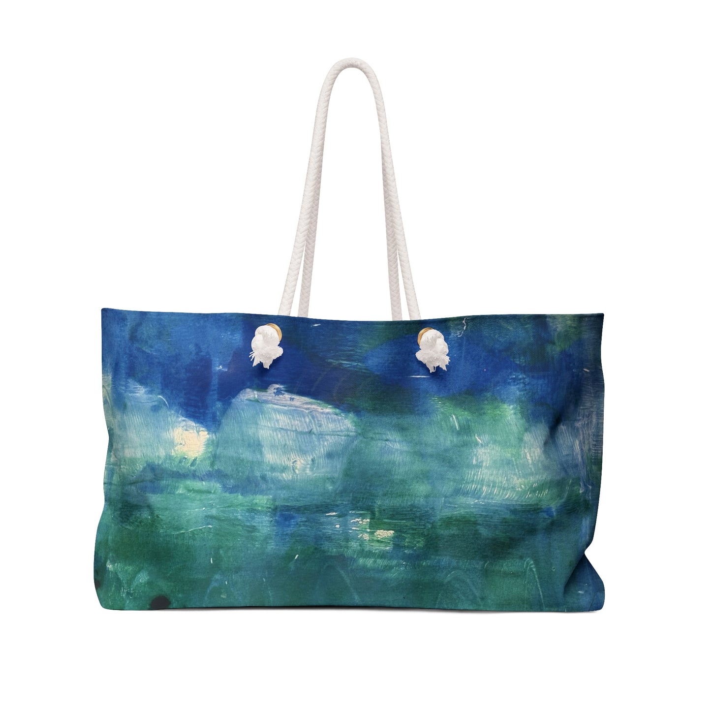 Where the Water Sleeps | Abstract Ocean Blue Weekender Bag — Artistic Coastal Travel Tote