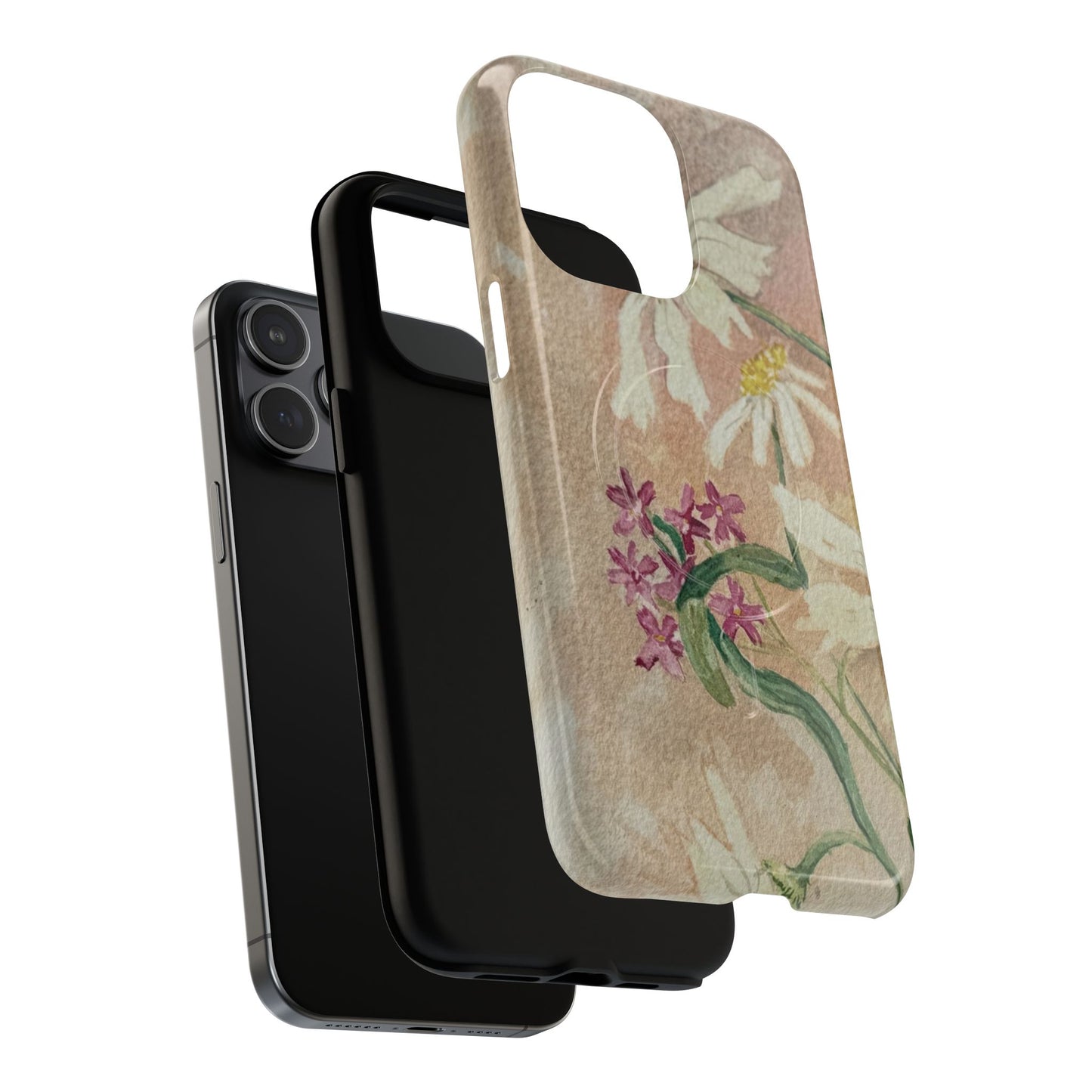 Floral Daisies Tough Magnetic Phone Case — Vintage Wildflower Design