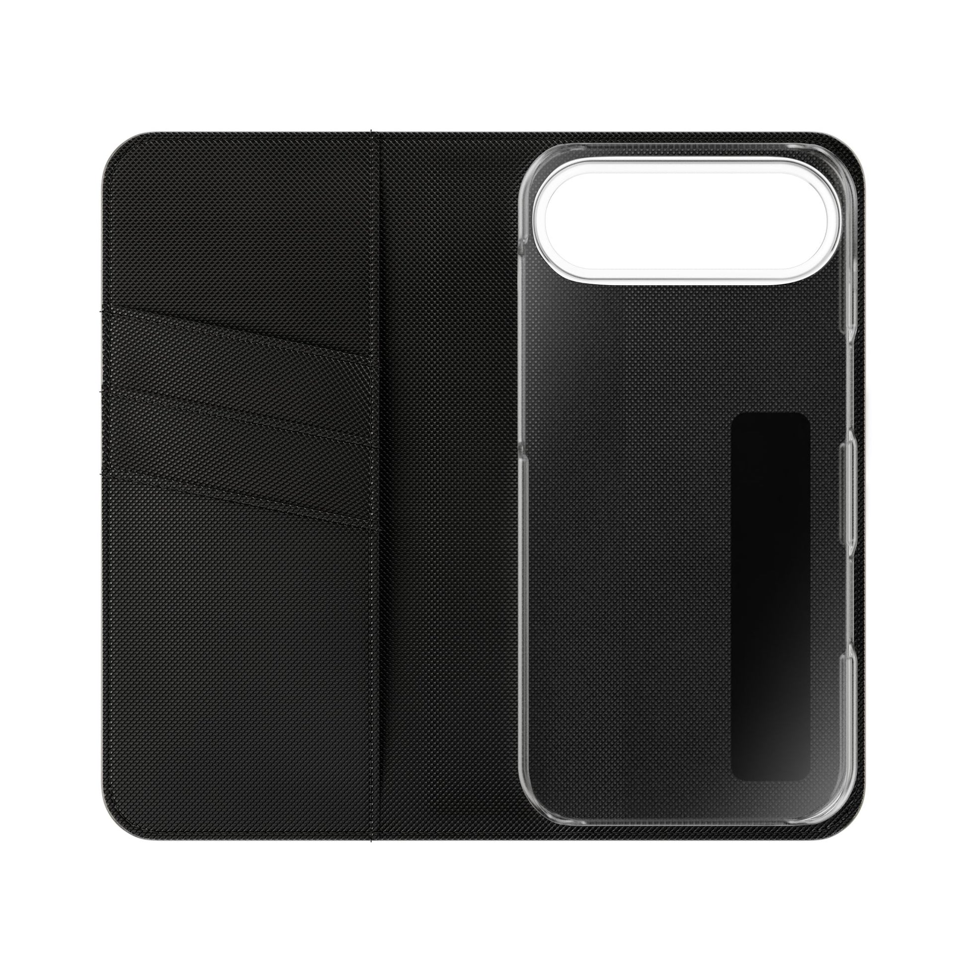 Inside Floral wallet phone case interior with card slots and protective phone holder.