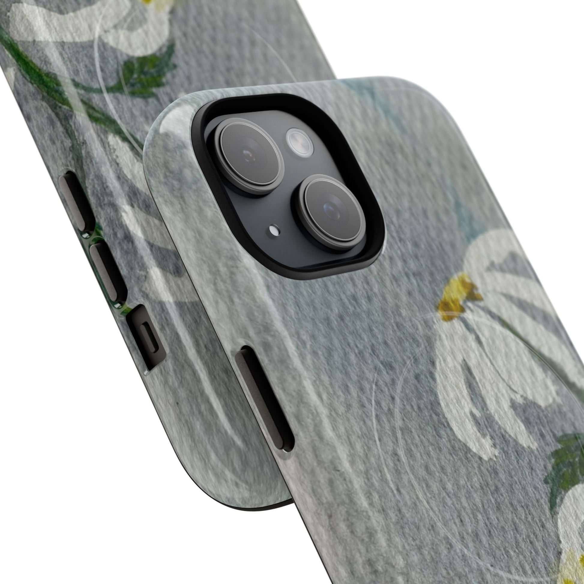 Phone case with floral design on a white background