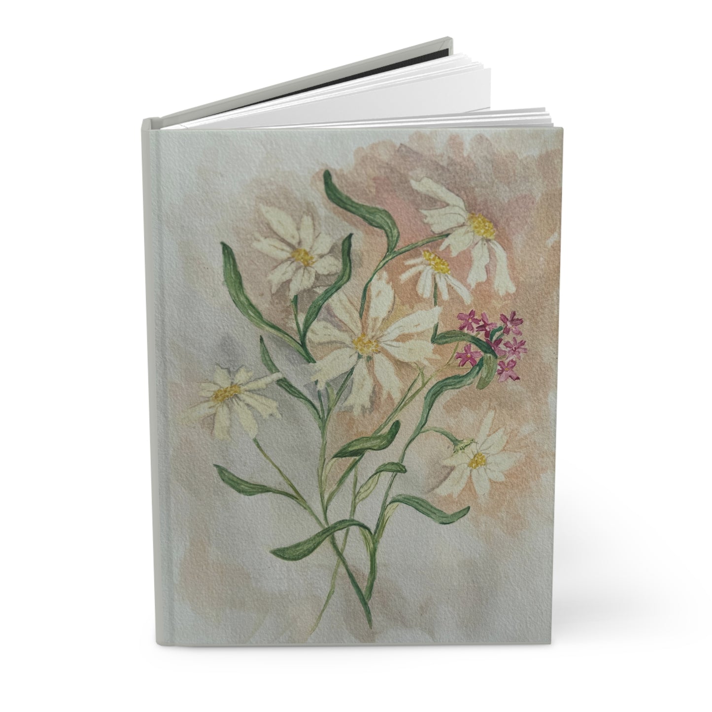 floral journal featuring hand painted daisies in a soft meadow style