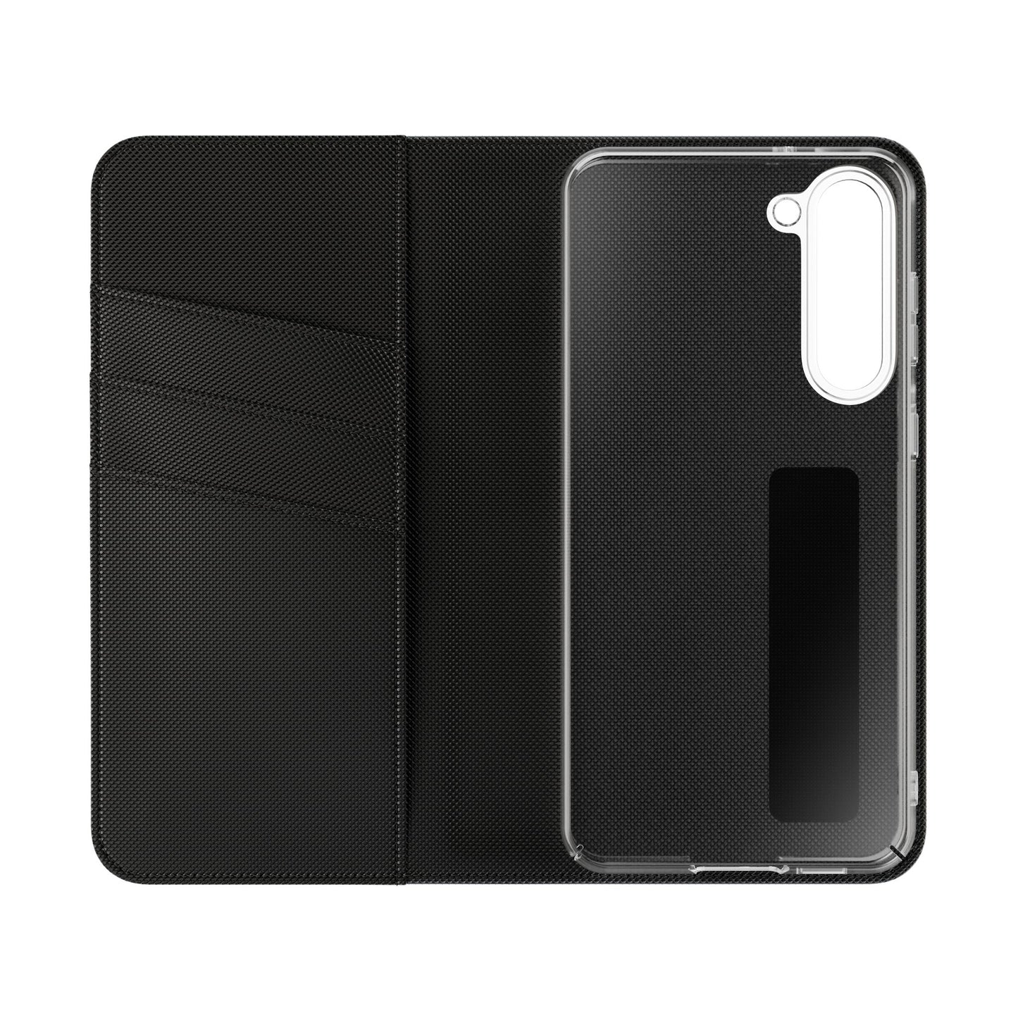 Inside Floral wallet phone case interior with card slots and protective phone holder.