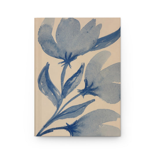 Blooming in Blue Watercolor Floral Hardcover Journal — Matte Notebook for Notes & Journaling