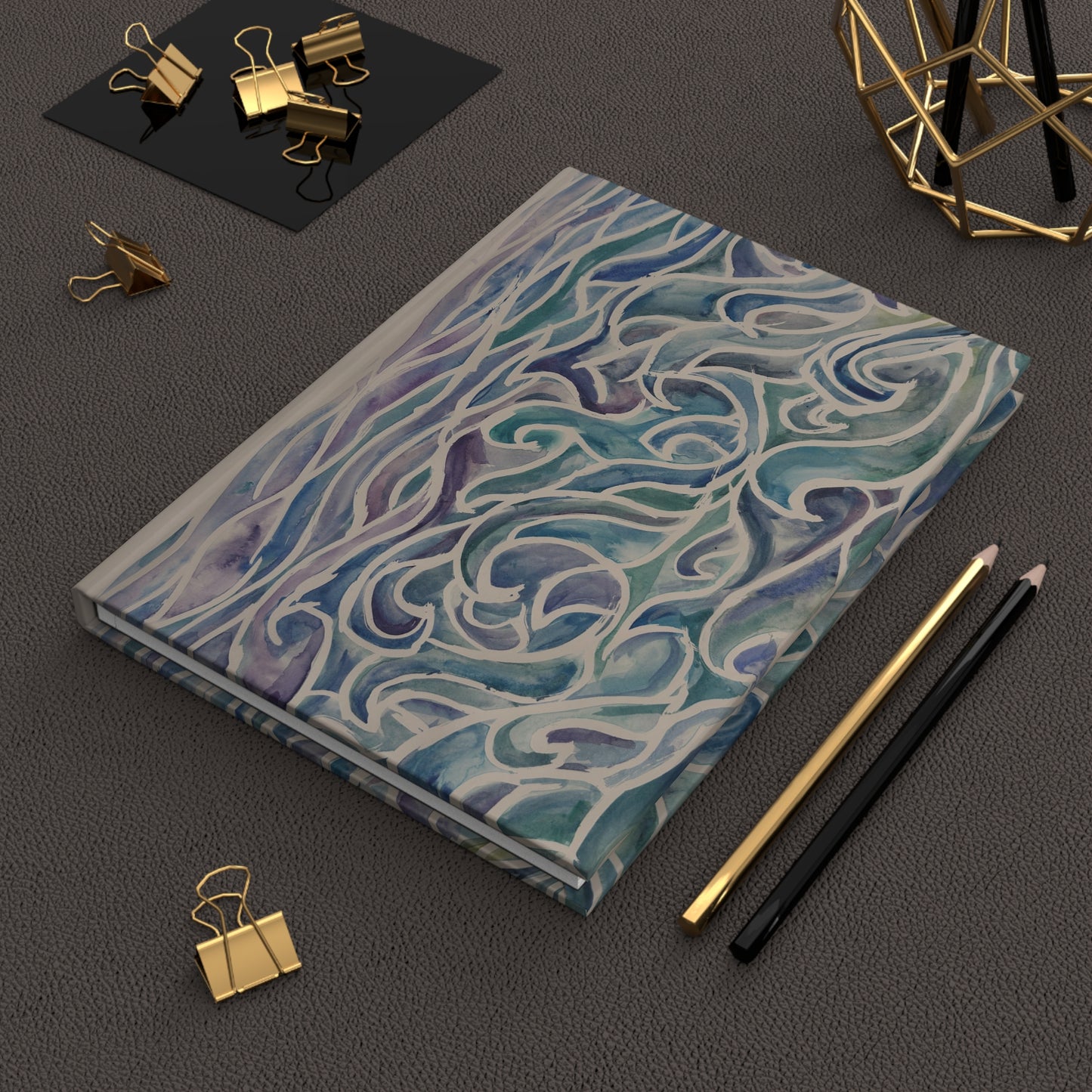 Ocean Wave Pattern Hardcover Journal — Matte Nautical Notebook for Travel, Sketching & Daily Notes