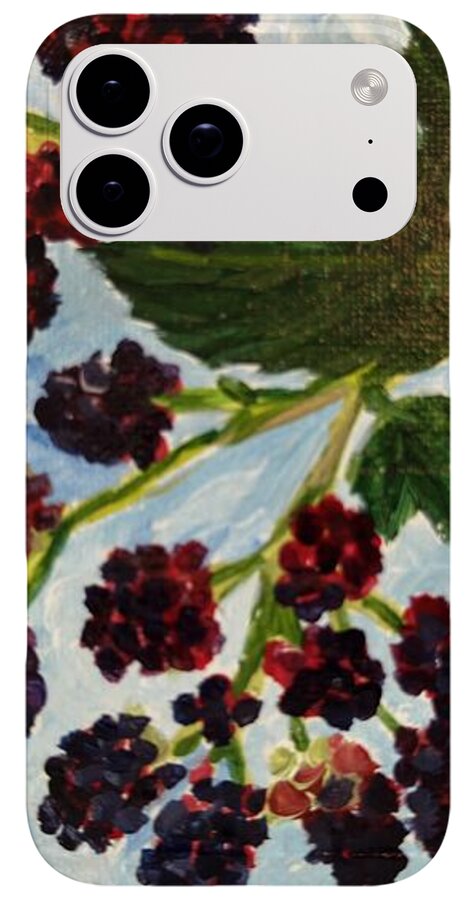 Blackberries Against a Summer Sky Purple Botanical Phone Case — iPhone 17 Pro Max Case