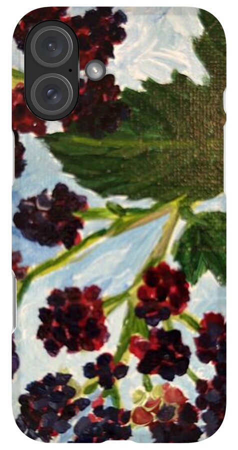 Blackberries Against a Summer Sky Purple Botanical Phone Case — iPhone 16 Plus Case