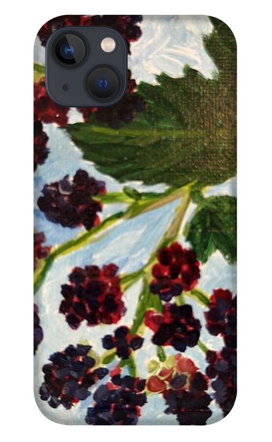 Blackberries Against a Summer Sky Purple Botanical Phone Case — iPhone 13 Case
