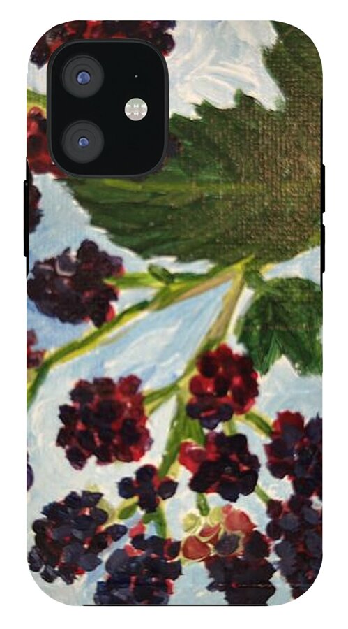 Blackberries Against a Summer Sky Purple Botanical Phone Case — iPhone 12 Tough Case