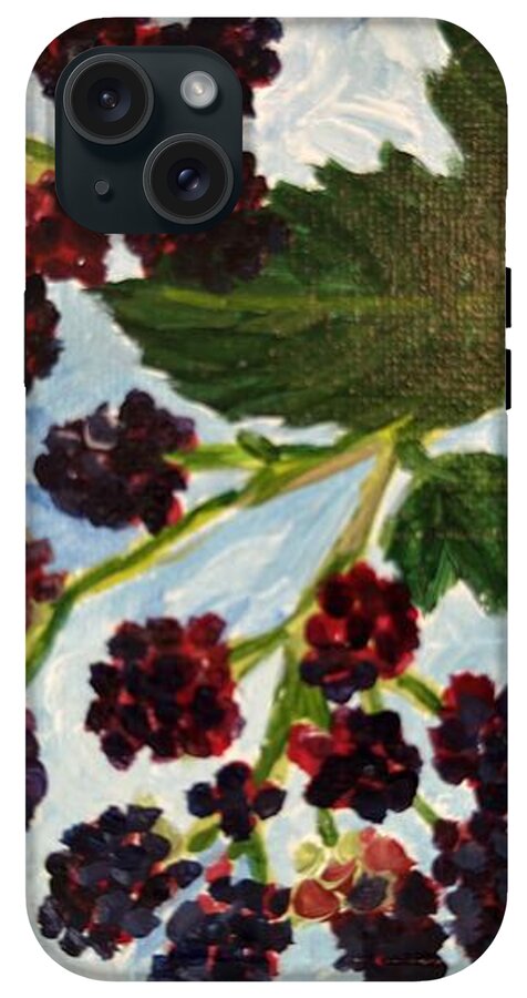 Blackberries Against a Summer Sky Purple Botanical Phone Case — iPhone 15 Plus Tough Case