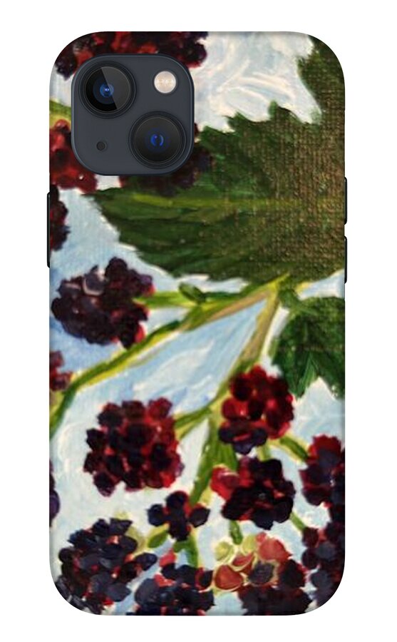 Blackberries Against a Summer Sky Purple Botanical Phone Case — iPhone 13 Mini Tough Case