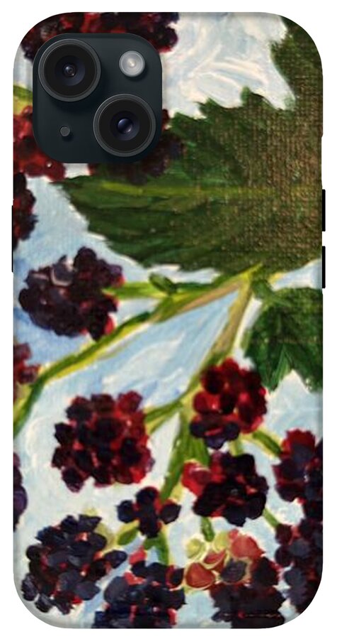 Blackberries Against a Summer Sky Purple Botanical Phone Case — iPhone 15 Tough Case