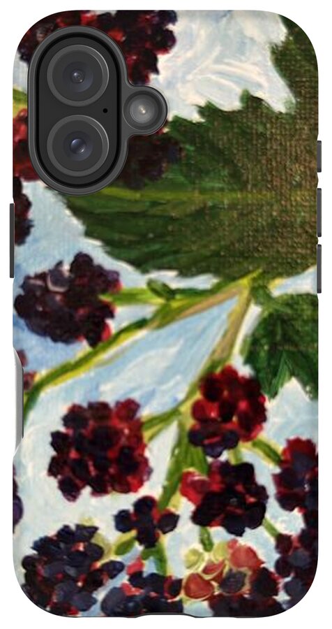 Blackberries Against a Summer Sky Purple Botanical Phone Case — iPhone 16 Tough Case