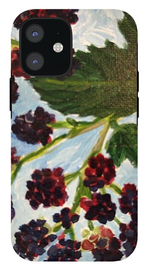 Blackberries Against a Summer Sky Purple Botanical Phone Case — iPhone 12 Mini Tough Case
