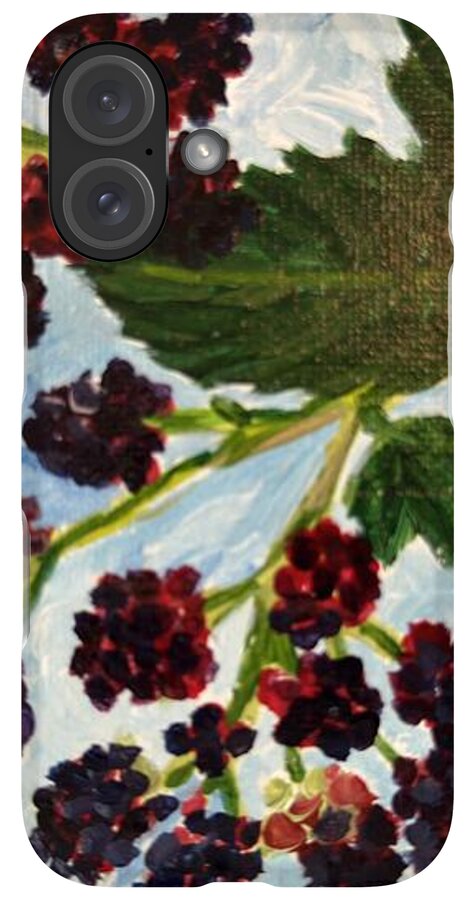 Blackberries Against a Summer Sky Purple Botanical Phone Case — iPhone 16 Case