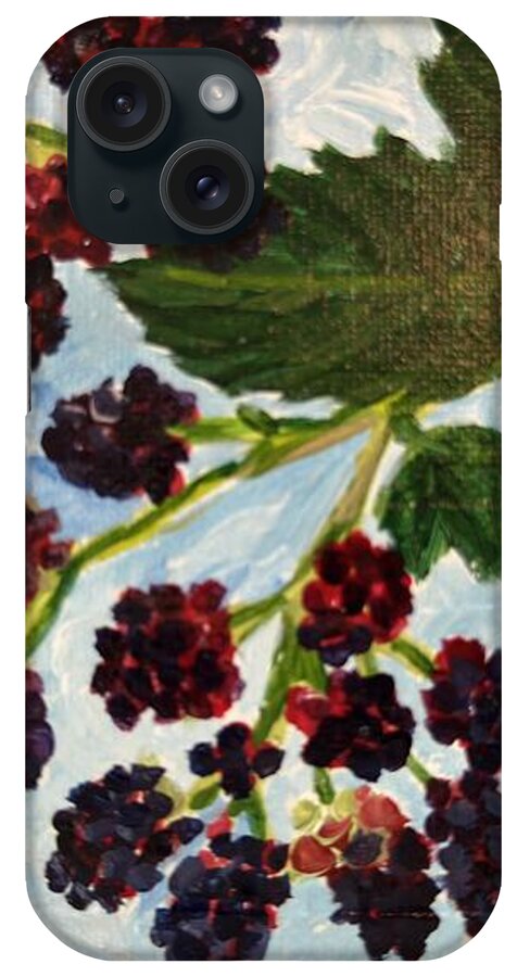 Blackberries Against a Summer Sky Purple Botanical Phone Case — iPhone 15 Case