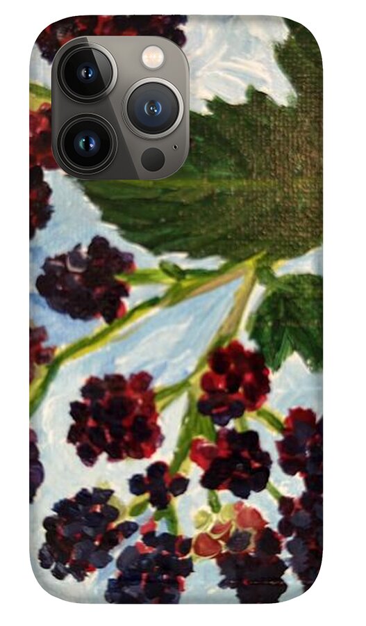 Blackberries Against a Summer Sky Purple Botanical Phone Case — iPhone 13 Pro Case