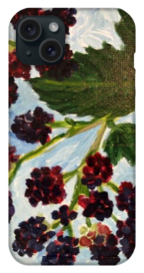 Blackberries Against a Summer Sky Purple Botanical Phone Case — iPhone 15 Plus Case