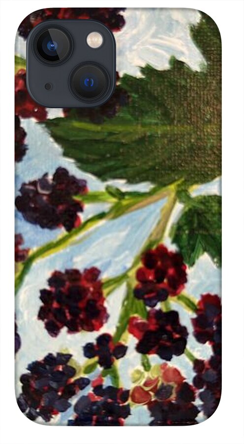 Blackberries Against a Summer Sky Purple Botanical Phone Case — iPhone 13 Mini Case