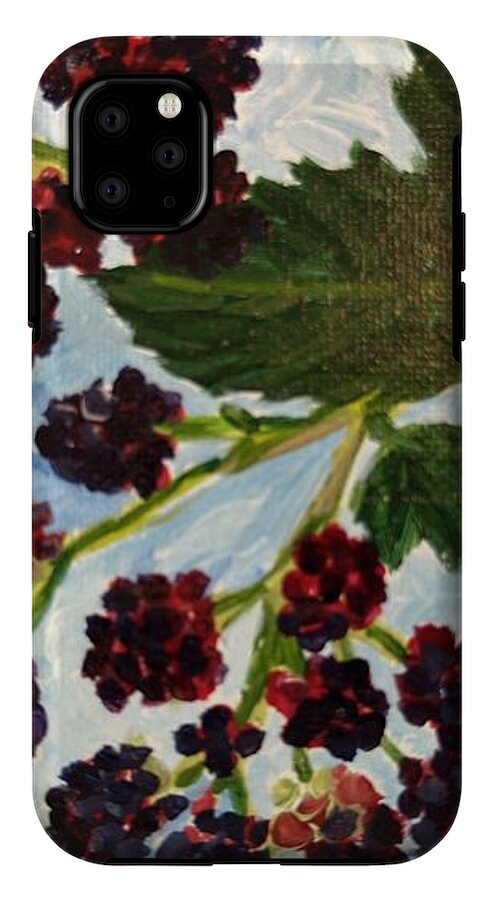 Blackberries Against a Summer Sky Purple Botanical Phone Case — iPhone 11 Tough Case