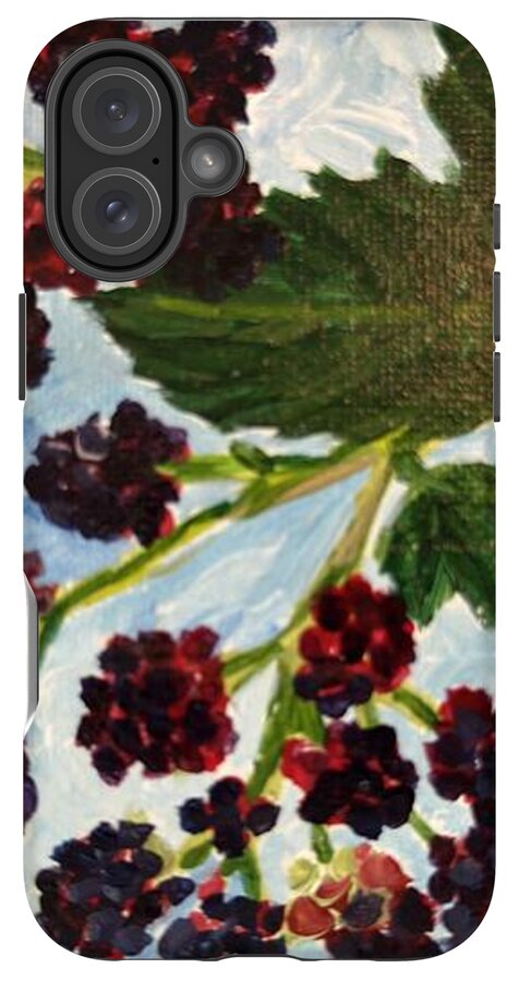 Blackberries Against a Summer Sky Purple Botanical Phone Case — iPhone 16 Plus Tough Case