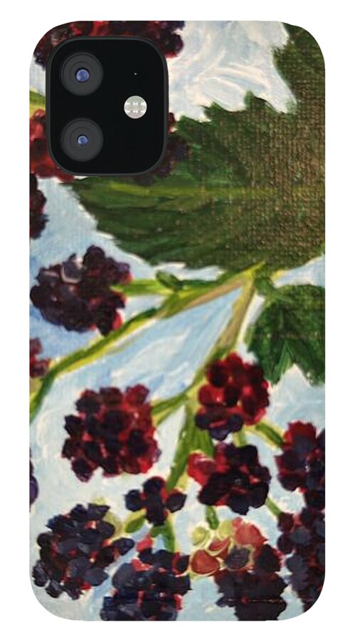 Blackberries Against a Summer Sky Purple Botanical Phone Case — iPhone 12 Case