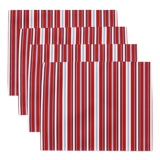 Americana Cabana Stripe Placemats Red White Blue Patriotic Table Mats  Set (4)