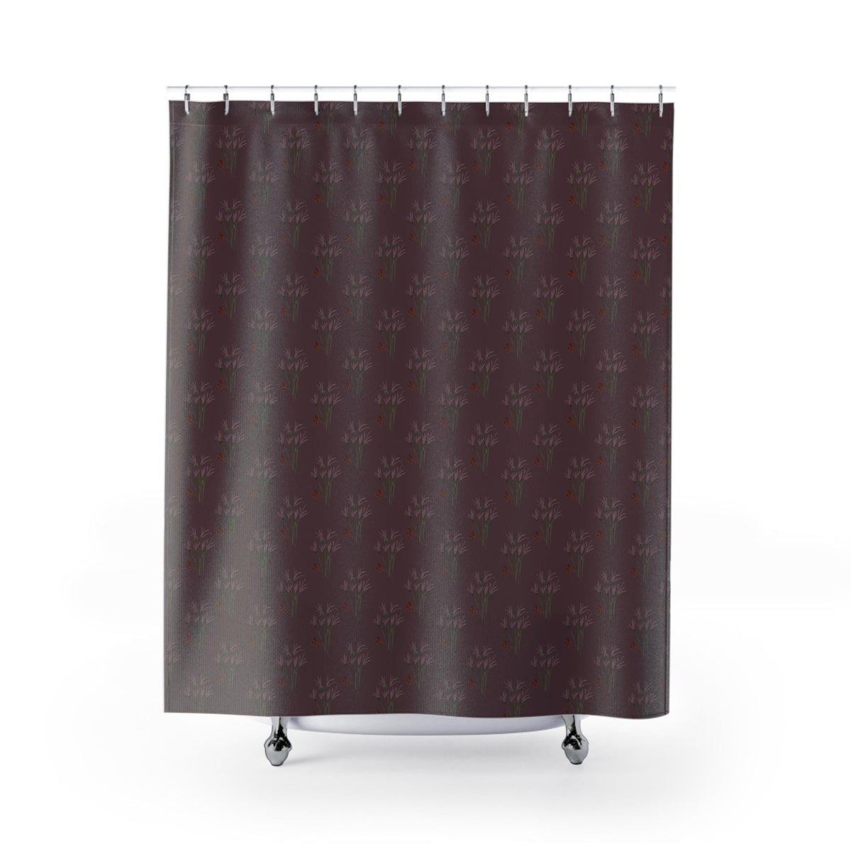 Boho Floral Shower Curtain: Elegant Plum Bathroom Decor