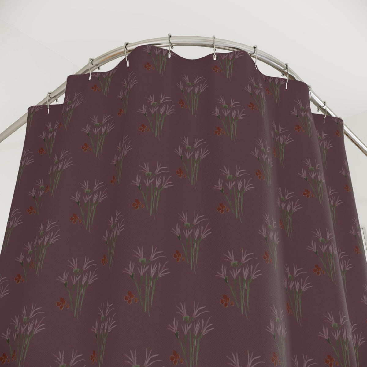 Boho Floral Shower Curtain: Elegant Plum Bathroom Decor