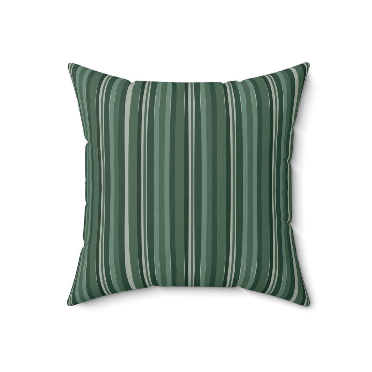 Square throw pillow with a vertical stripe pattern in shades of green and white. The pillow has a soft, textured appearance and is designed for decorative use on a couch or bed. The pillow is approximately 18 inches square.