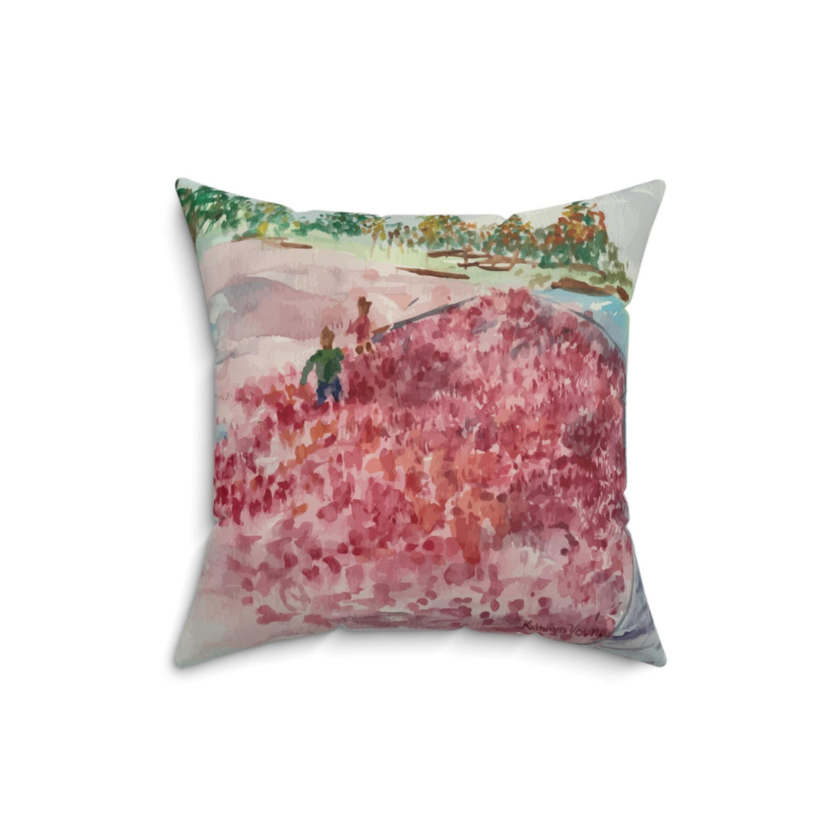 Cranberry Harvest Faux Suede Pillow Double-Sided Art Print Fall Housewarming Gift