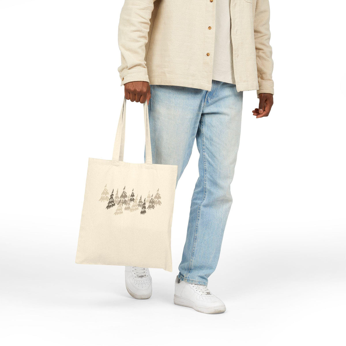 Forest Print Cotton Canvas Tote Bag: Eco-Friendly Shopper