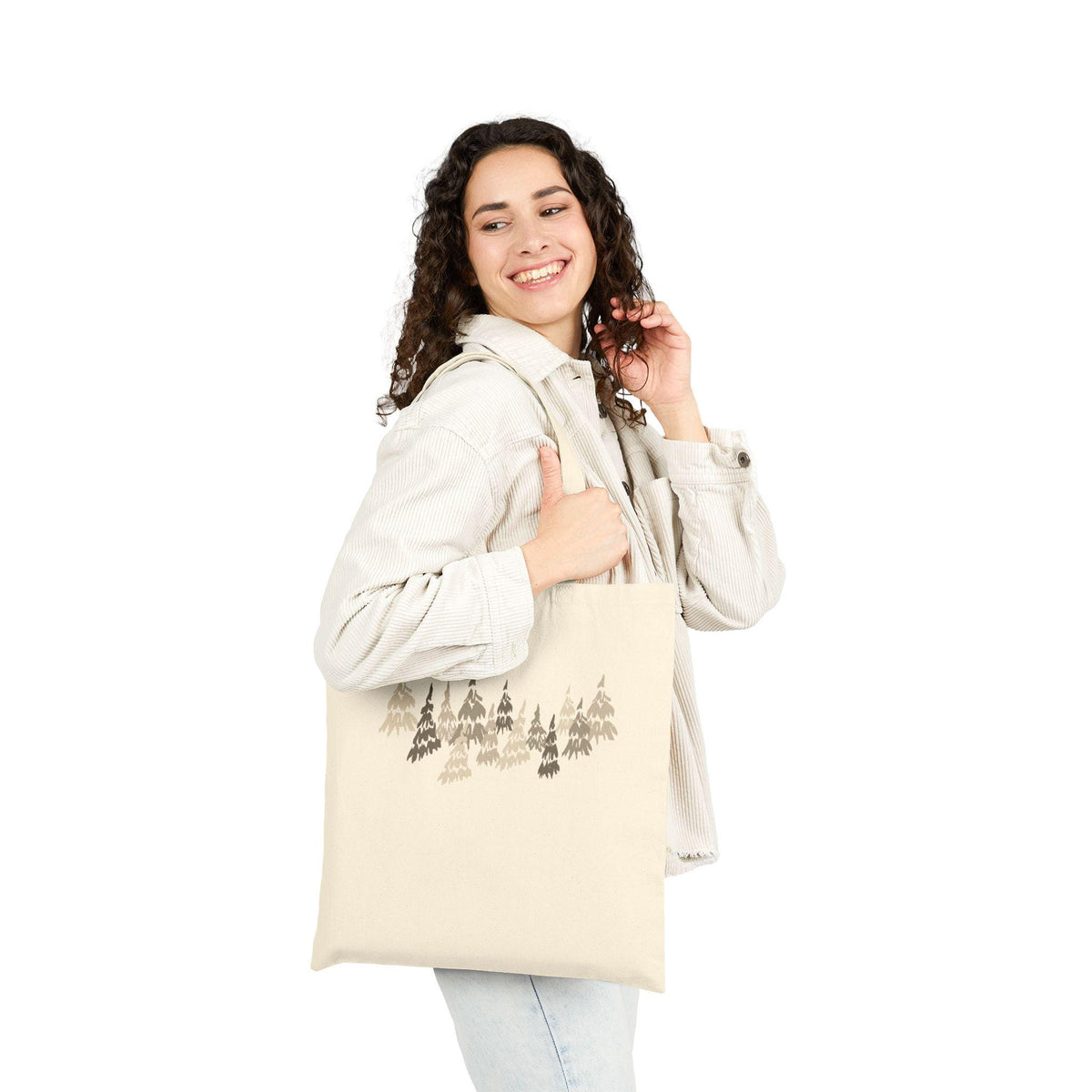Forest Print Cotton Canvas Tote Bag: Eco-Friendly Shopper