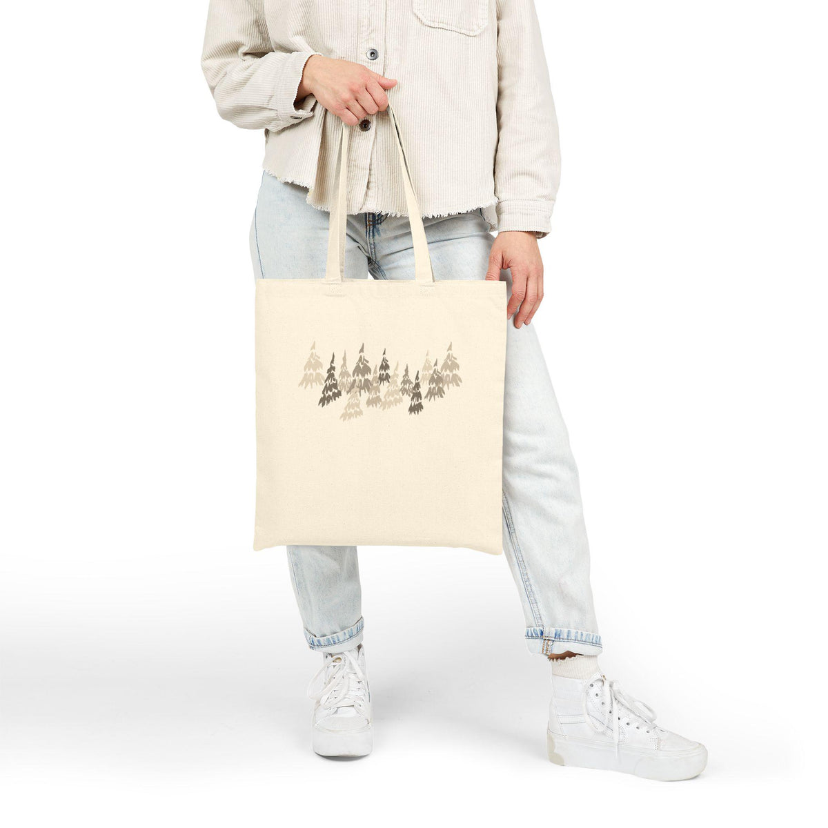 Forest Print Cotton Canvas Tote Bag: Eco-Friendly Shopper