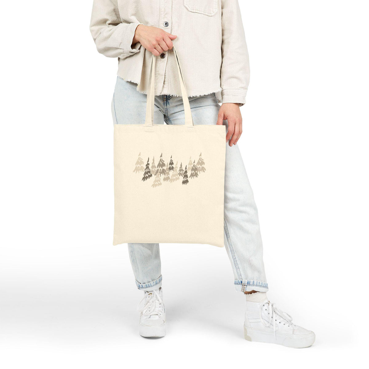 Forest Print Cotton Canvas Tote Bag: Eco-Friendly Shopper