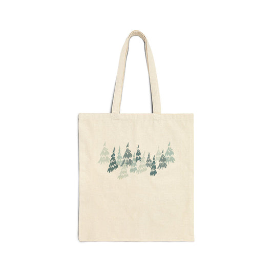 Cotton Canvas Tote Bag, Whispering Pines Print, Eco-Friendly Books, Crocheting, Beach