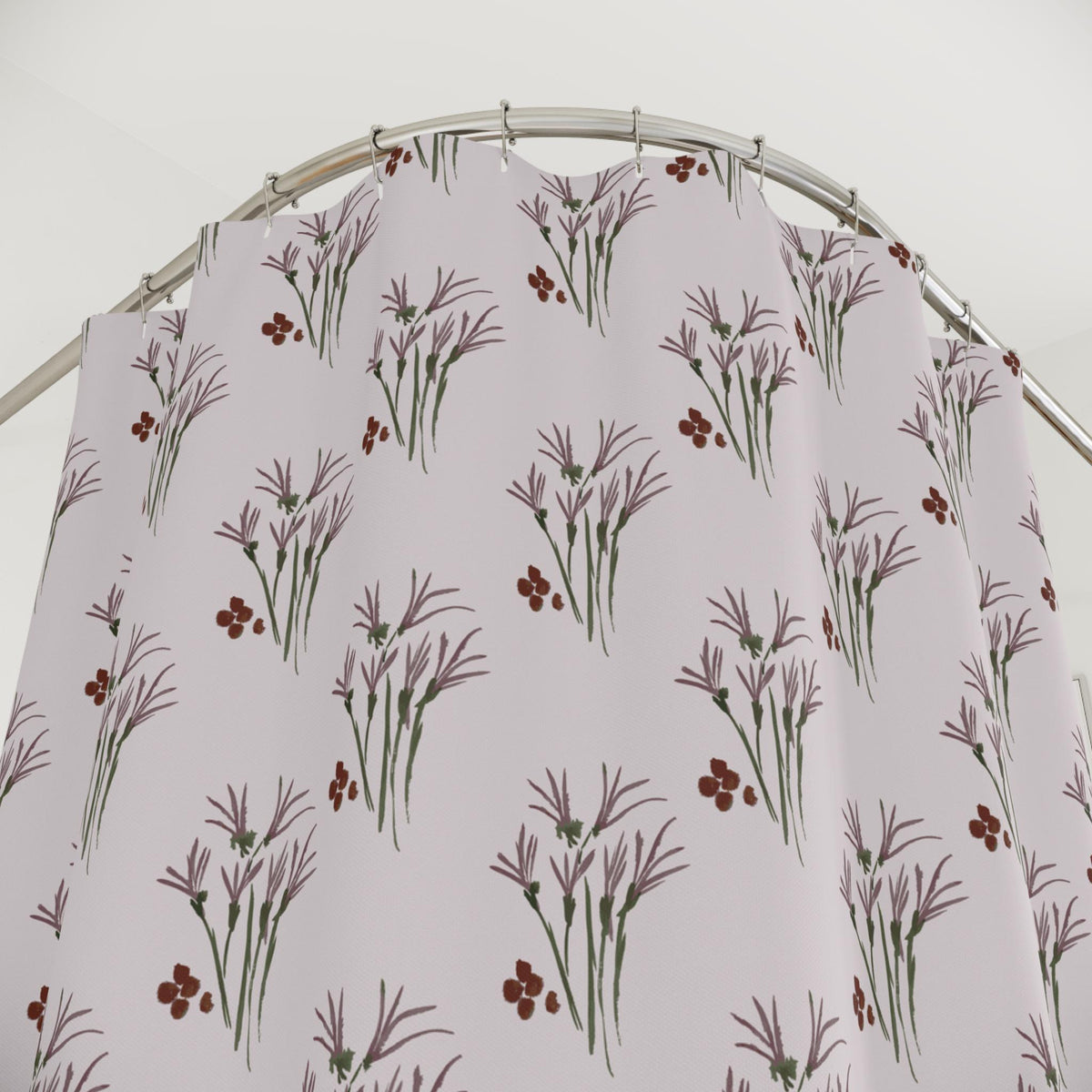 Floral Shower Curtain: Elegant Vintage Style Bathroom Decor Mauves Home Fashion for Nature Lovers