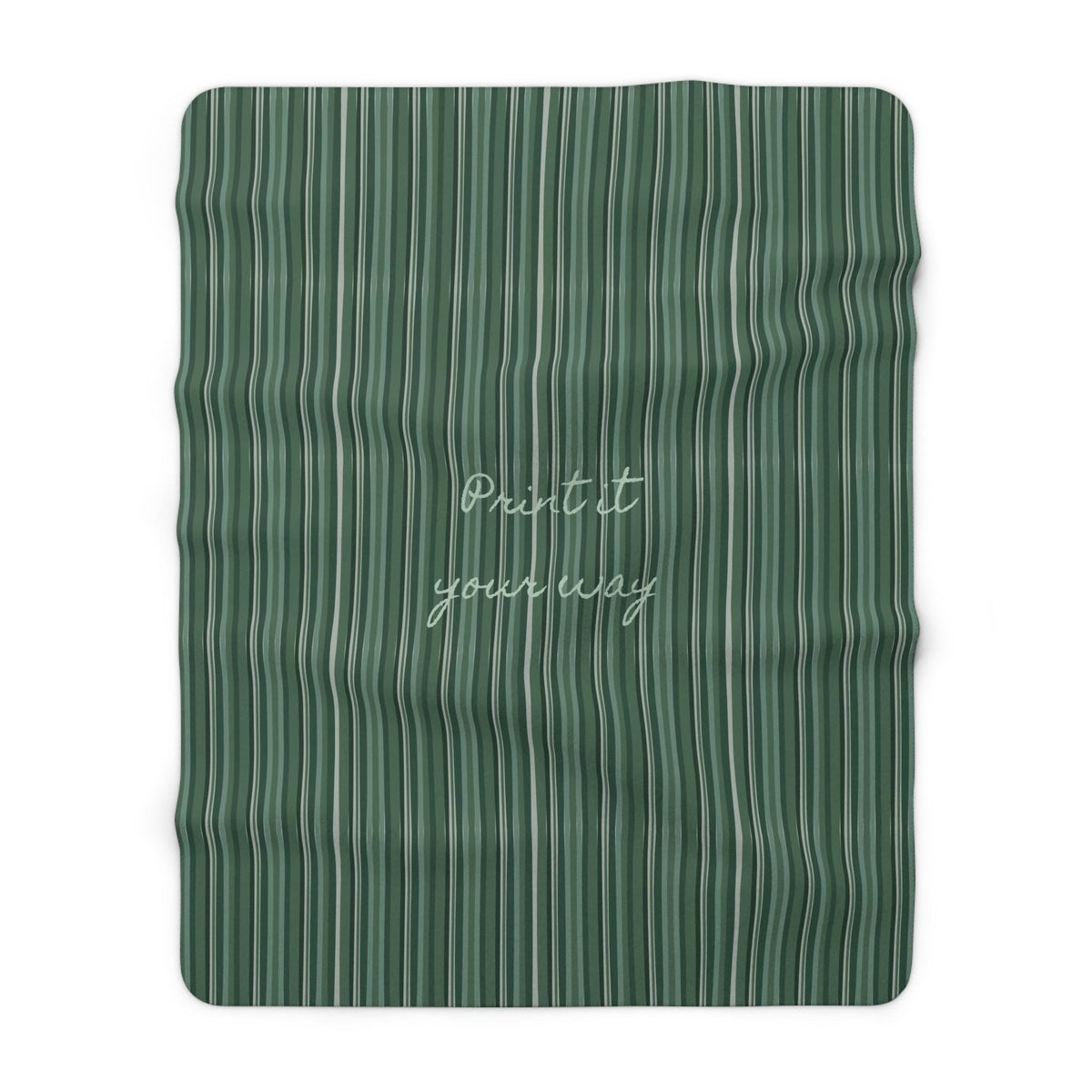 Green Striped Sherpa Fleece Blanket - Cozy Throw Blanket
