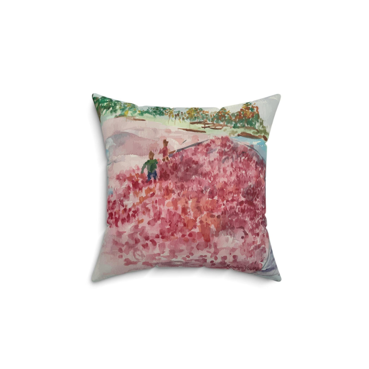 Cranberry Harvest Faux Suede Pillow Double-Sided Art Print Fall Housewarming Gift