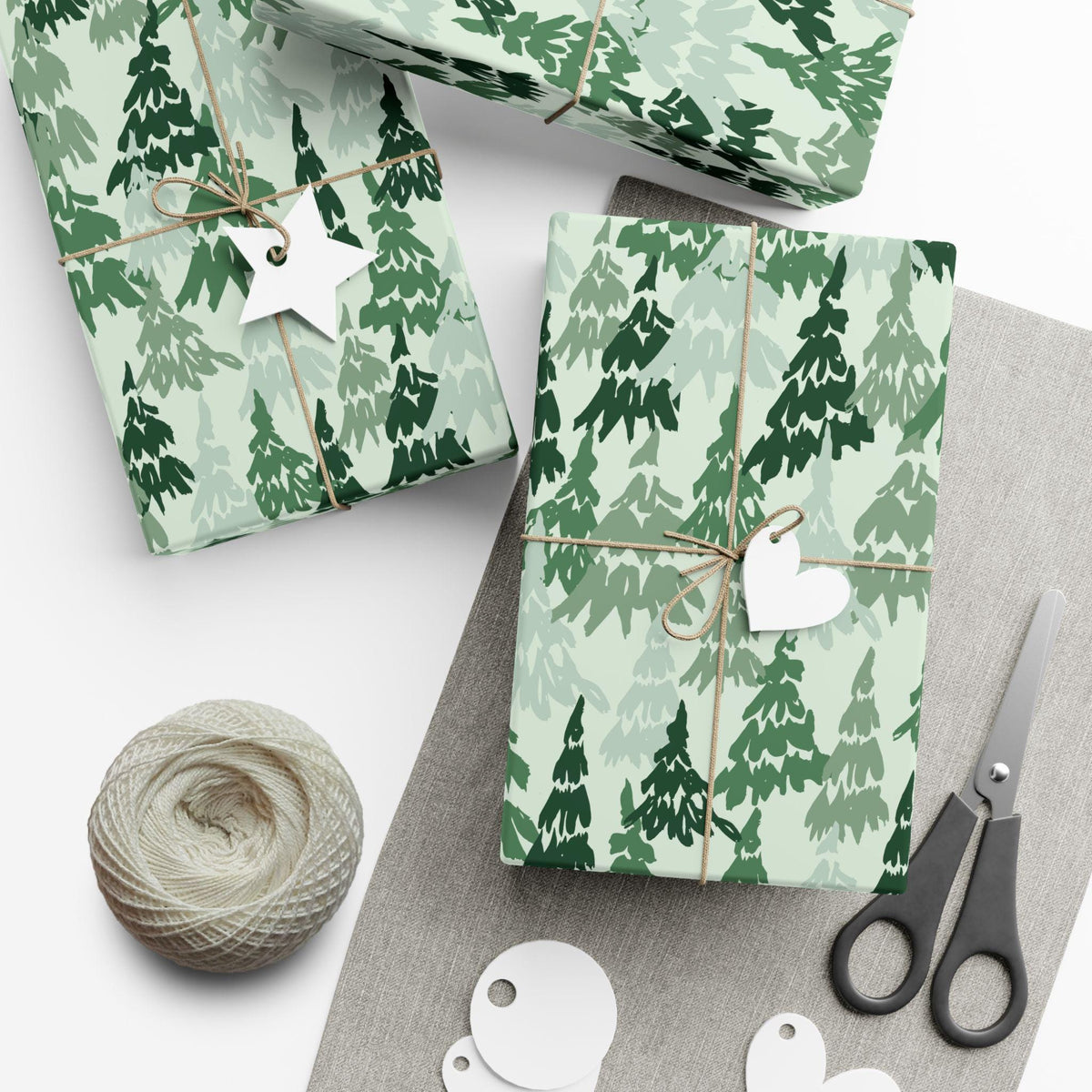 Gift Wrap Papers, Evergreen Pine Holiday Christmas Gift Packaging Sheets - Wrapping Paper Supplies