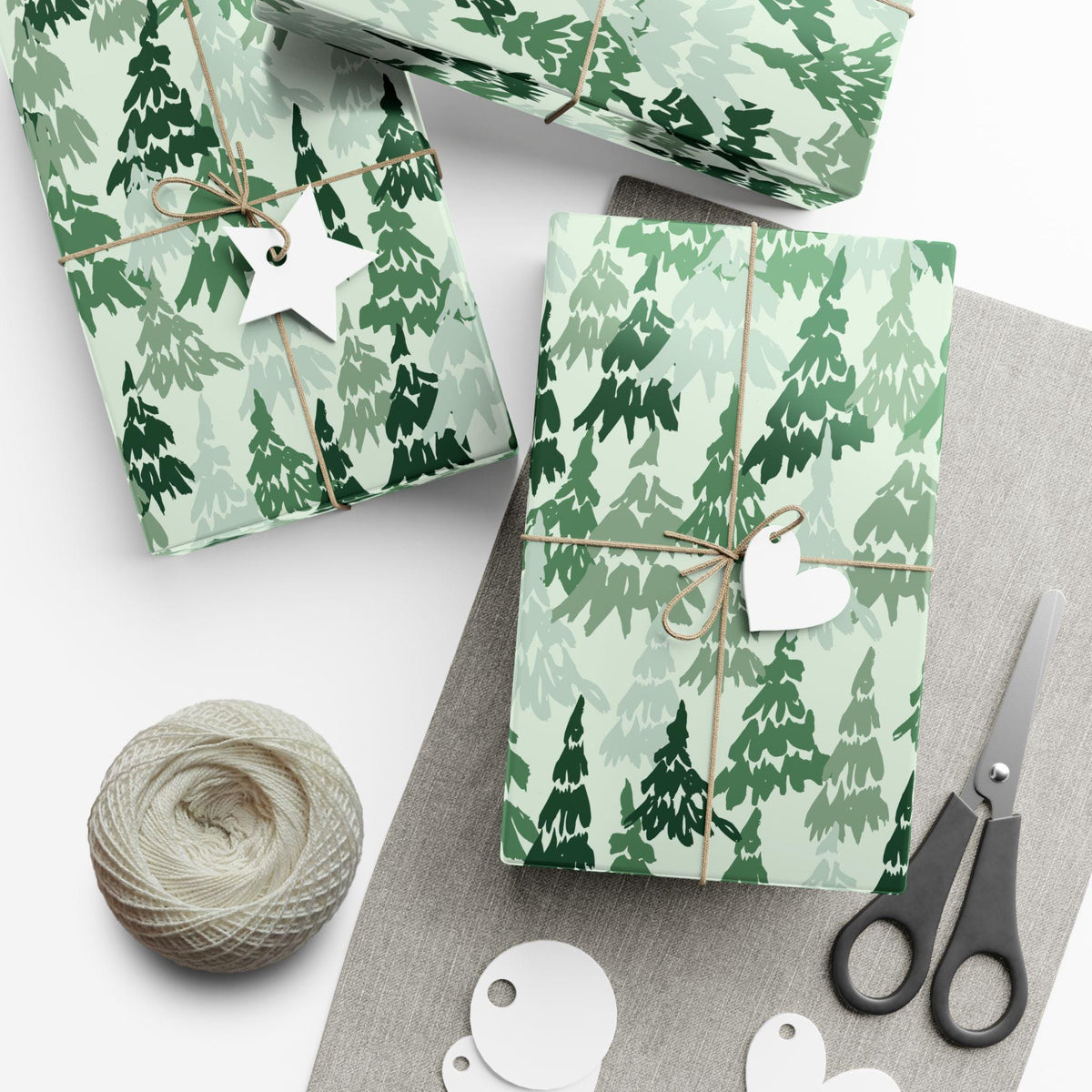 Gift Wrap Papers, Evergreen Pine Holiday Christmas Gift Packaging Sheets - Wrapping Paper Supplies