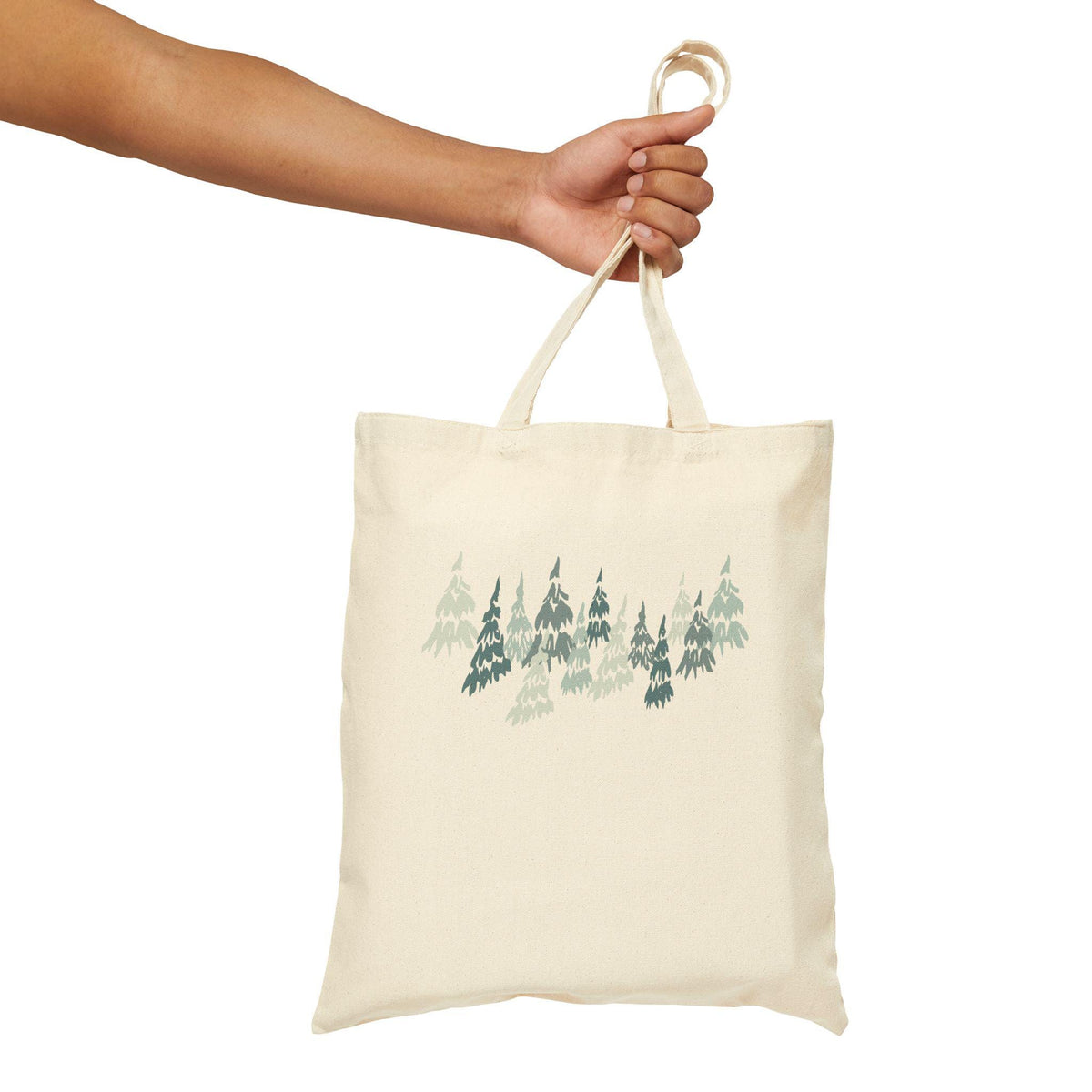 Cotton Canvas Tote Bag, Whispering Pines Print, Eco-Friendly Books, Crocheting, Beach