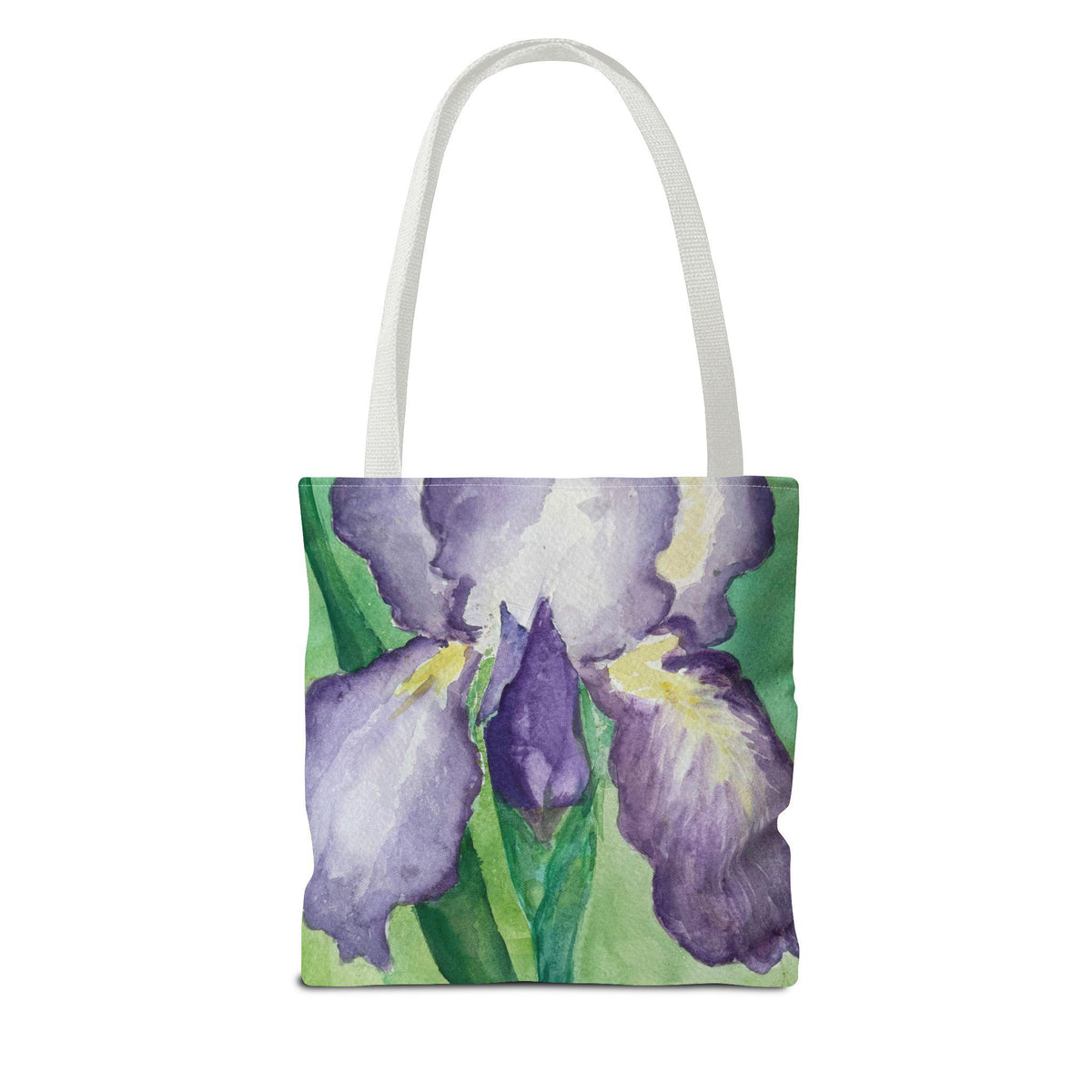 Purple Iris Watercolor Tote Bag: Botanical Garden Art Shoulder Bag