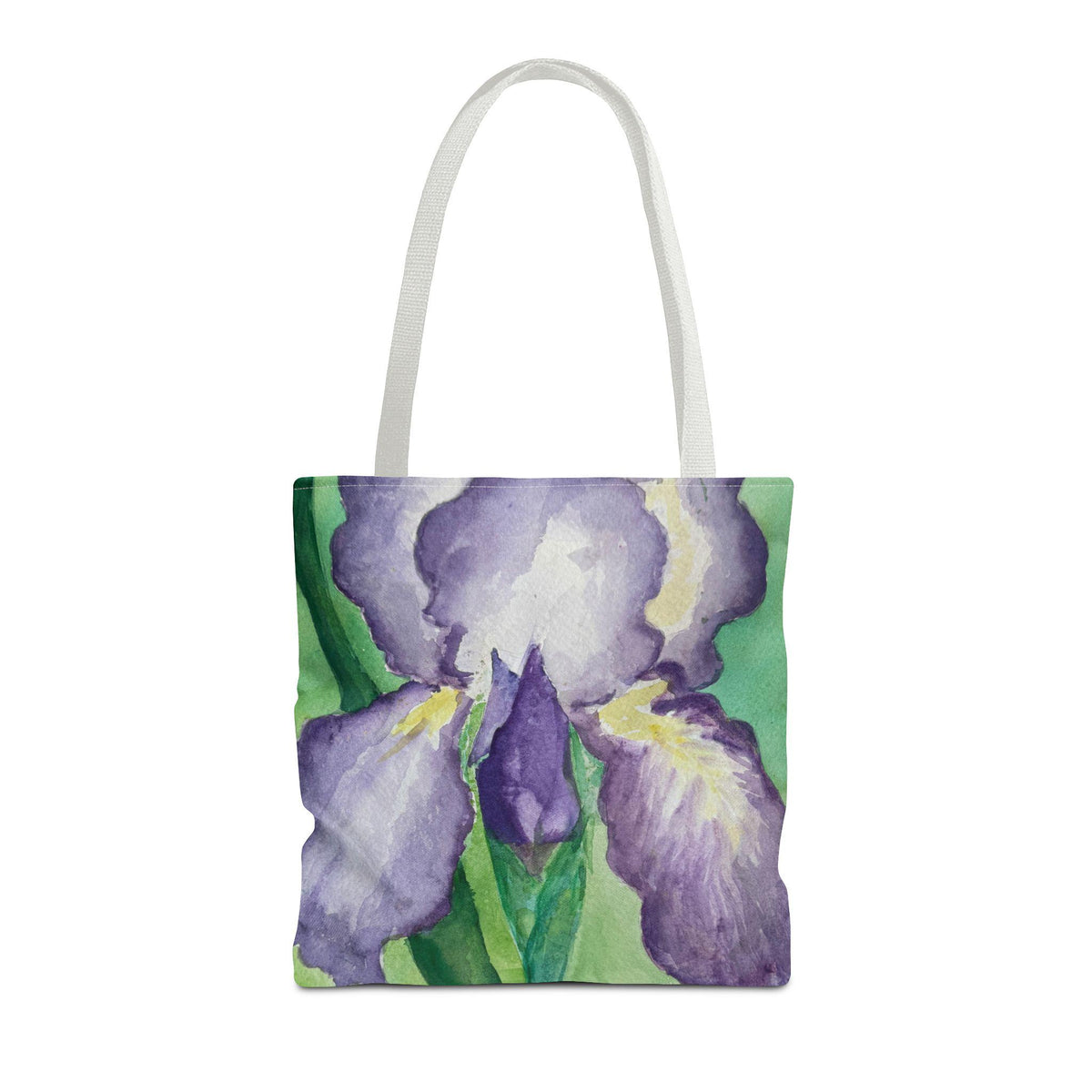 Purple Iris Watercolor Tote Bag: Botanical Garden Art Shoulder Bag