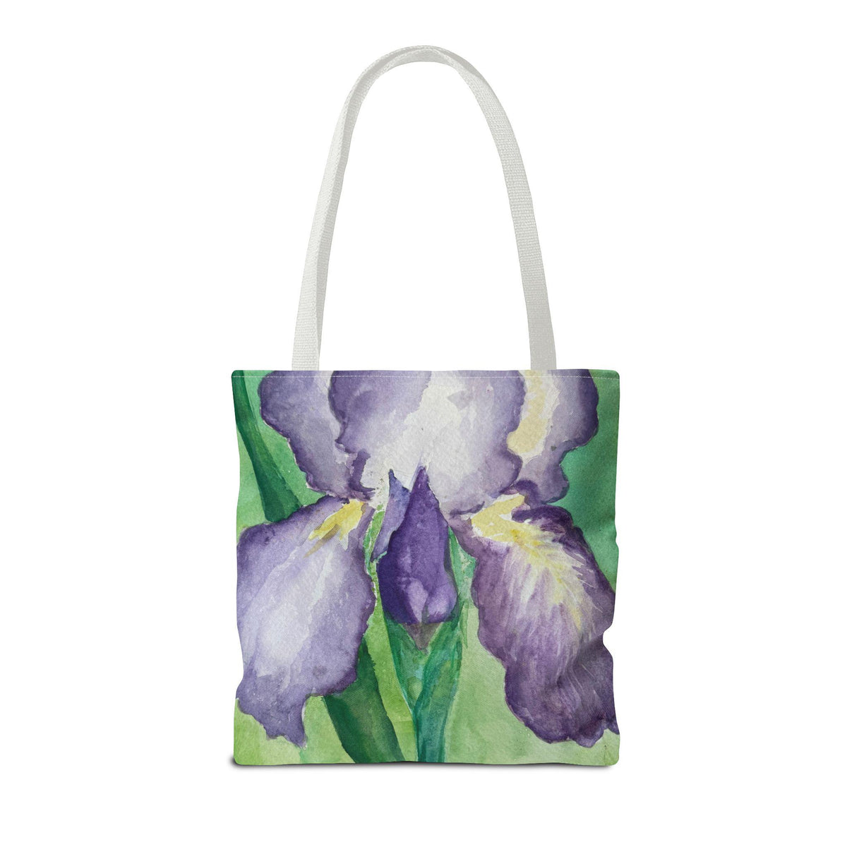Purple Iris Watercolor Tote Bag: Botanical Garden Art Shoulder Bag