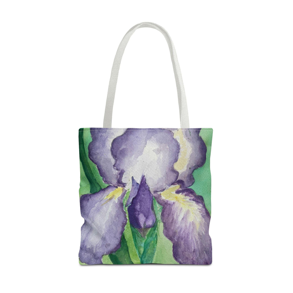 Purple Iris Watercolor Tote Bag: Botanical Garden Art Shoulder Bag