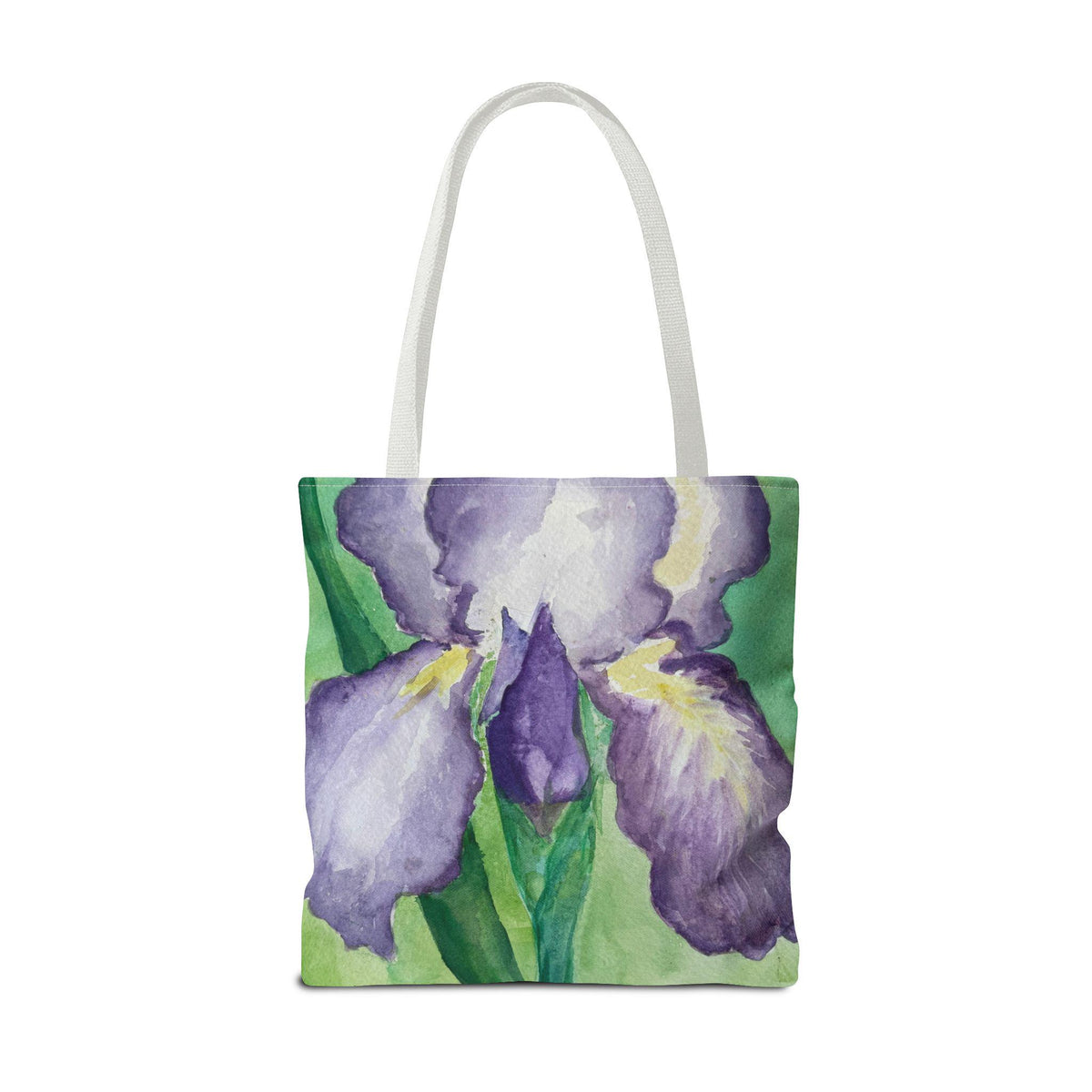 Purple Iris Watercolor Tote Bag: Botanical Garden Art Shoulder Bag